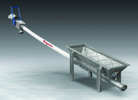 Screw Conveyor comes with trough hopper with stainless steel grate.