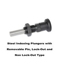 Metric Size Steel Indexing Plungers with Removable Pin Lock-Out or Non Lock-Out Type Offered by J.W. Winco