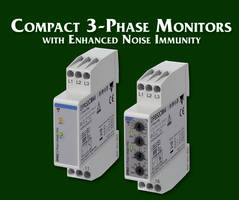 Three Phase Monitoring Relays feature built-in switch mode power supply.