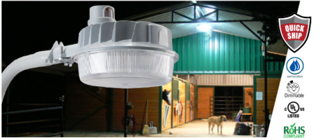 LSI Dusk-to-Dawn LED Light features polycarbonate lens.