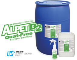 Alpet D2 Quat-Free Surface Sanitizer is suitable for non-porous surfaces.