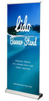 Lido Retractable Banner Stand features adjustable telescopic support.