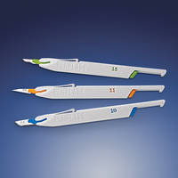 PenBlade® Safety Scalpels form suture-trimming groove.