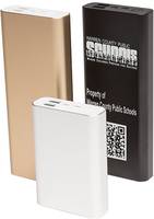 High-Capacity Portable Chargers come in anodized aluminum enclosure.
