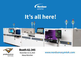 Nordson ASYMTEK Introduces More Technologies for Reliable, Efficient Conformal Coating and Dispensing at Productronica 2019