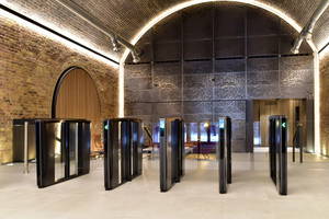 The River Building Secures Lobby with Boon Edam Optical Turnstiles