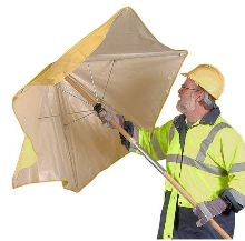 Umbrellas/Accessories protect personnel from sun and weather.