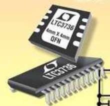 DC/DC Controller drives two external MOSFETs synchronously.