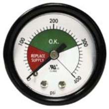 Compressed Gas Gauge measures cylinder or tank pressure.