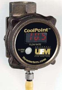Flowmeter is suited for water and low-viscosity fluids.