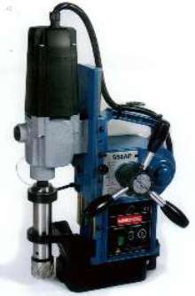 Magnetic Drill Stand works with annular cutters to cut steel.