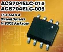 Hall-Effect Current Sensor has integrated current path.