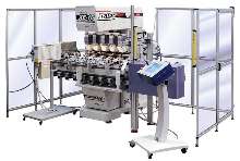 Package Printing Machinery decorates asymmetrical bottles.