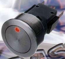 Stainless Steel Pushbutton Switch powers up to 250 Vac.