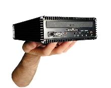 Fanless Computer fits in user's palm.