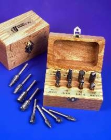 Carbide Bur Kit comes in protective oak box.