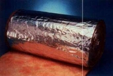 Blanket Insulation wraps around sheet metal duct exterior.