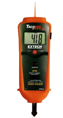 Tachometer includes infrared thermometer.