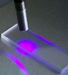 Adhesives cure in seconds when exposed to UV light.