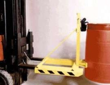 Lift Truck Attachment safely handles rimmed drums.