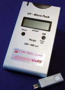 Radiometer measures UV dose in confined UV curing units.