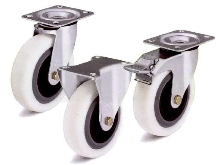 Noise-Absorbing Metric Casters have nylon wheels.