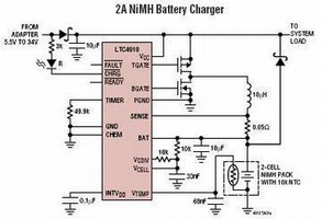 Battery Charger handles 1- to 16-cell NiMH/NiCd batteries.