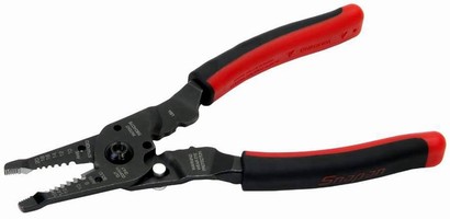 Ergonomic Tool cuts, crimps, and strips wire in one step.