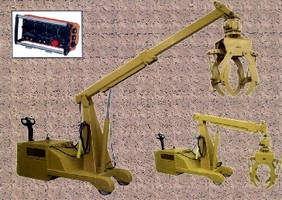 Hydraulic Mobile Crane includes large jaw gripper.