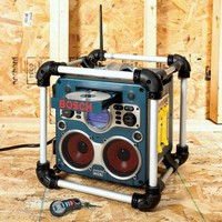 Jobsite Radio/CD Player features keychain remote control.