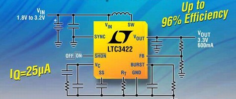 Step-Up DC/DC Converter includes true output disconnect.