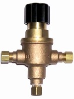 Mixing Valve features lockable temperature adjustment knob.