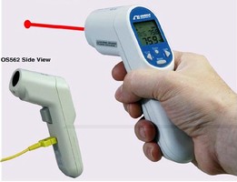 Infrared Thermometer features adjustable emissivity.
