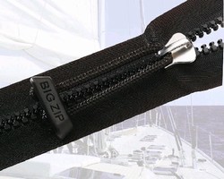 Molded Plastic Zipper features heavy-duty construction.