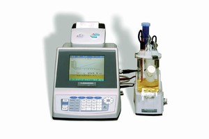 Coulometric Titrator determines trace levels of water.
