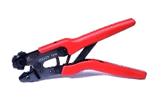 Ratchet Tool crimps and embosses connectors.