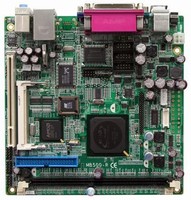 Mini-ITX Motherboard utilizes AMD Geode(TM) LX processor.