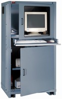 Computer Cabinet is available with casters for portability.