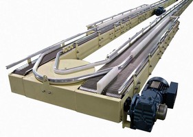Conveyor offers standard speed of 65 fpm.