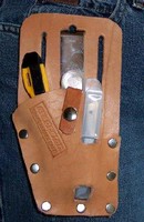 Leather Holsters feature built-in blade snapper.