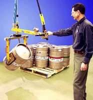 Vacuum Lifter-Rotator handles kegs, barrels, and cylinders.