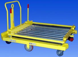 Maneuverable Cart adapts to variety of conveyor heights.