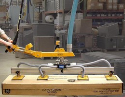 Vacuum Hoist Lifter lets one person stack long boxes.