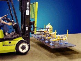 Fork Lift Vacuum Attachment secures loads from top.