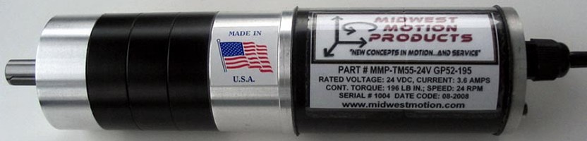 DC Gearmotor develops 196 lb-in. torque at 24 rpm.