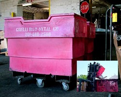 Scrap Collection Cart permits rotating on forklift.