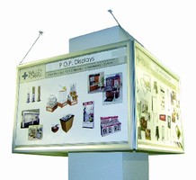 Suspended Displays feature 4-sided design.