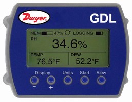 Data Logger records temperature, humidity, and dew point.
