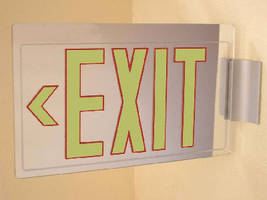 Photoluminescent Exit Sign features edge-lit design.