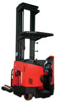Fork Lift Truck enables operator to sit or stand.